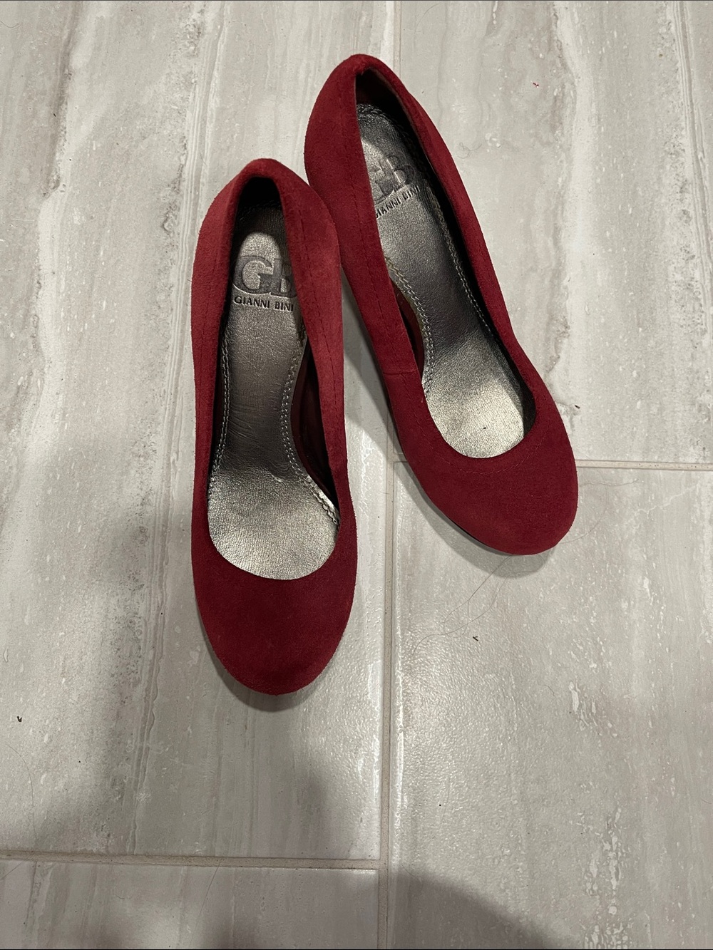 Gianni Bini Burgundy Suede Round-Toe Pumps